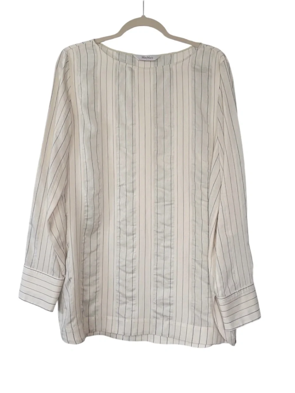 MaxMara Leisure Toledo‎ Pin Striped Silk Blend Tunic Long Sleeve Shirt Medium